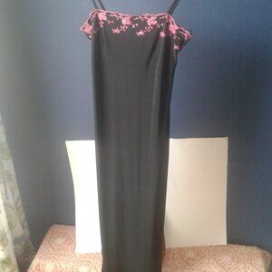 New! Vintage Bodycon - CITY Triangles Long Black Spaghetti Strap Dress